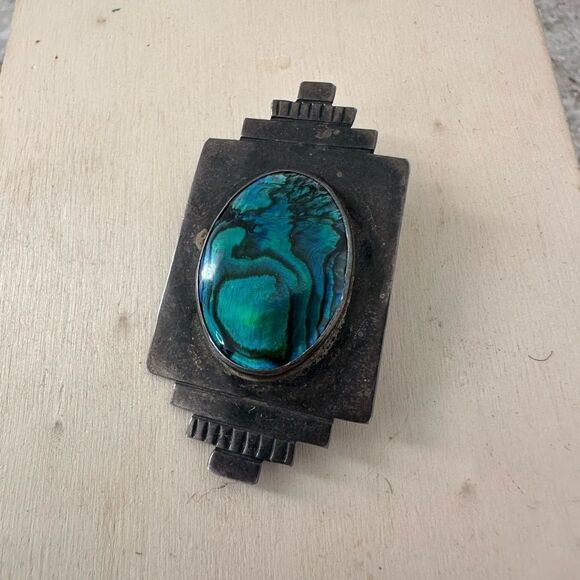 Vintage A.Mapion Signed Sterling Mexican Modernist Brooch - Picture 1 of 8